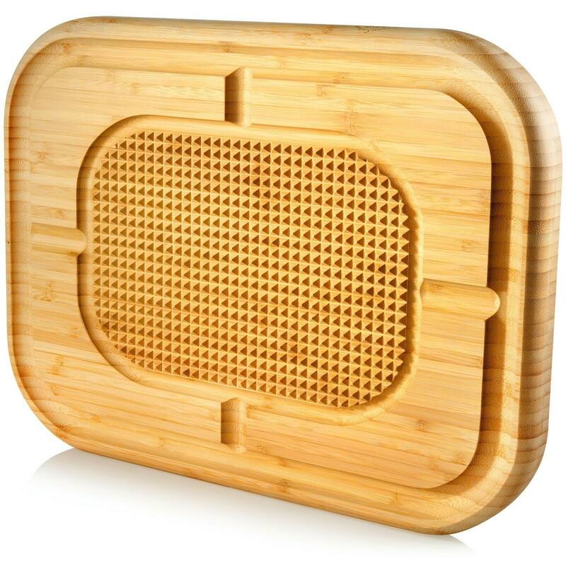 Bamboo Carving Cutting Chopping Board w/ Juice Groove, Pyramid Design - 13.25 x 17.5