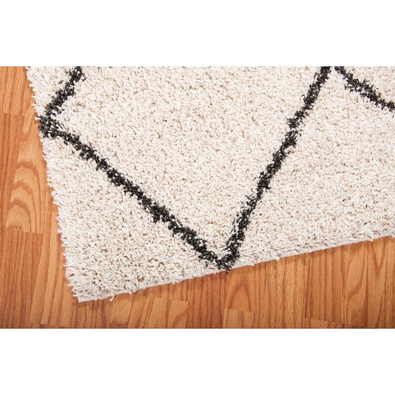 Nourison Brisbane Large Diamond Geometric Modern Shag Area Rug