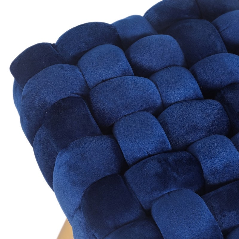 Adeco Knit Lines Ottoman Stool Seat for Living Room - Chairs Modern