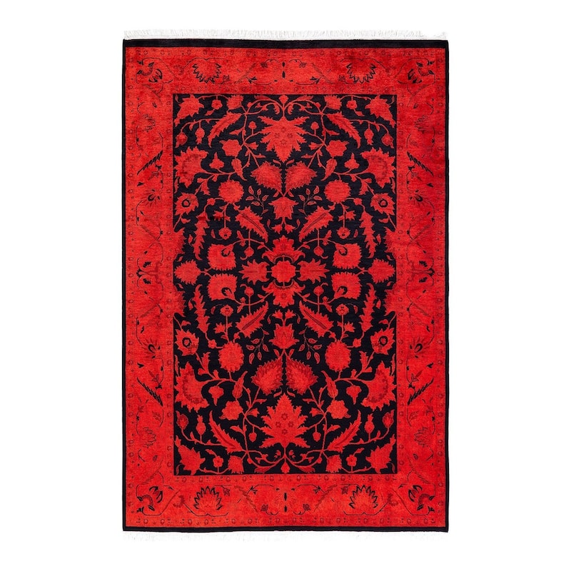 Overdyed, One-of-a-Kind Hand-Knotted Area Rug - Orange - 4' 1" x 6' 1"