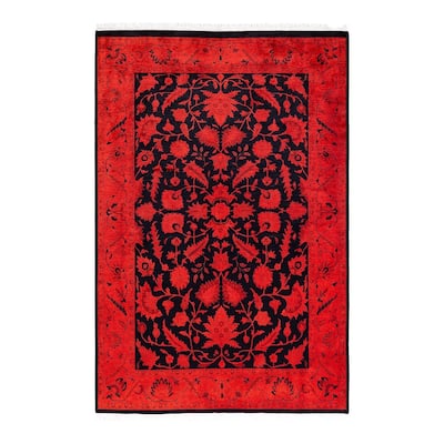 Overdyed, One-of-a-Kind Hand-Knotted Area Rug - Orange - 4' 1" x 6' 1"