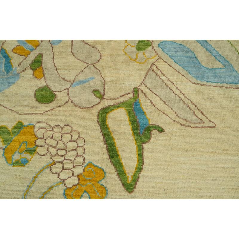 Vegetable Dye Wool Oushak Turkish Area Rug, Geometric Carpet - 11' 8'' X 9' 1''