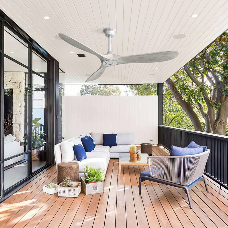 60 Inch Modern Ceiling Fan With 6 Speed Remote Control 3 Solid Wood Blade For Living Room