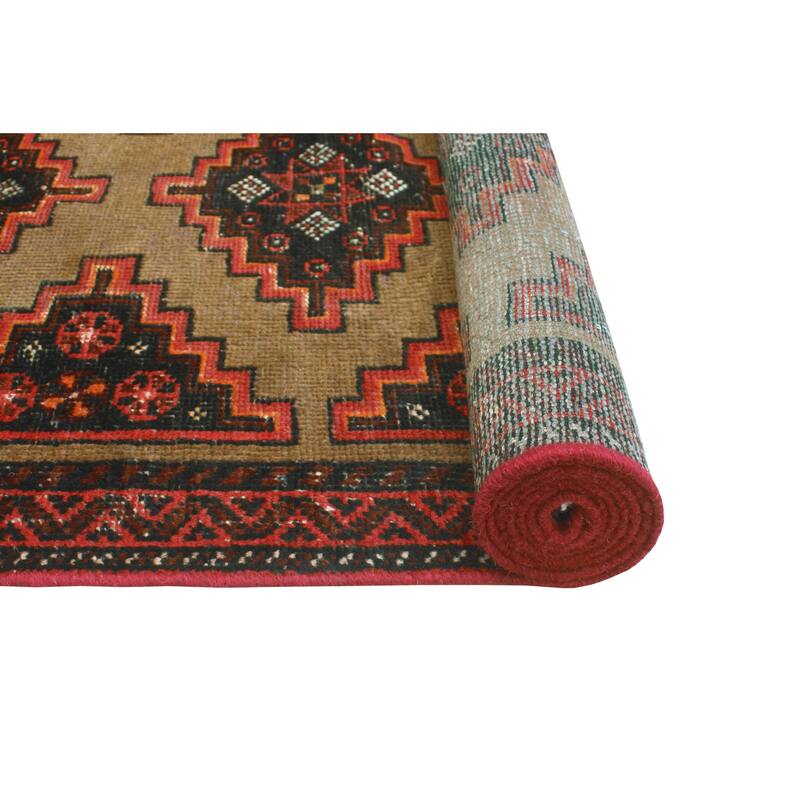 Fine Vintage Distressed Eyup Lt. Brown /Red Runner - 2'6" x 9'5"
