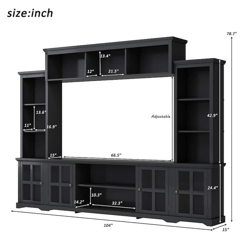 Modern Minimalist Entertainment Wall Unit Sets with TV Stand for TVs Up to 70"/75''
