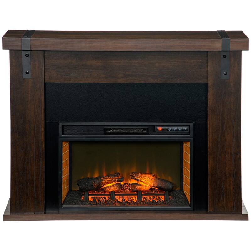 28/32/35/48" Electric Fireplace Mantel Heater w/ LED Flame Remote Timer Dark Oak/Brown/White
