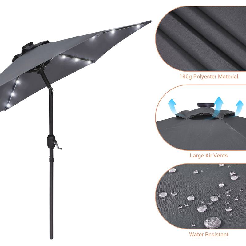 LIVOOSUN Patio 7.5 Feet Market Solar LED Light Umbrella