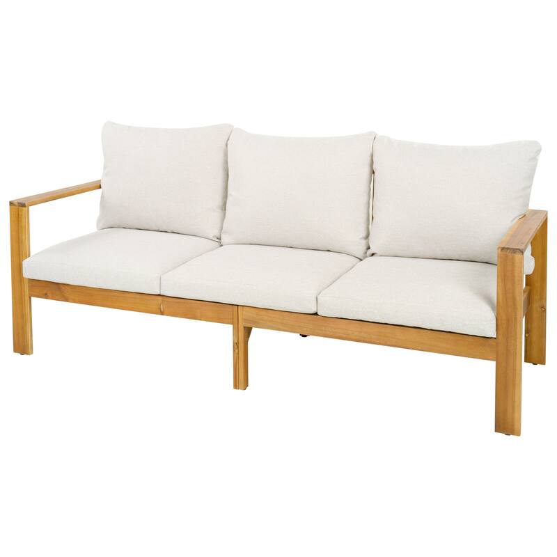 Christopher Knight Home - Lucas Outdoor 5-Piece Acacia Wood Sectional Sofa Set with Cushions
