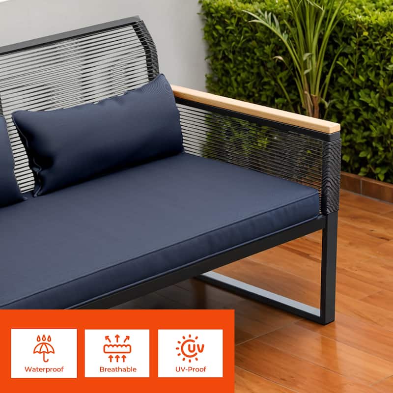Moasis Wicker Patio Loveseat - 28.3"L x 23.6"W x 37.4"H