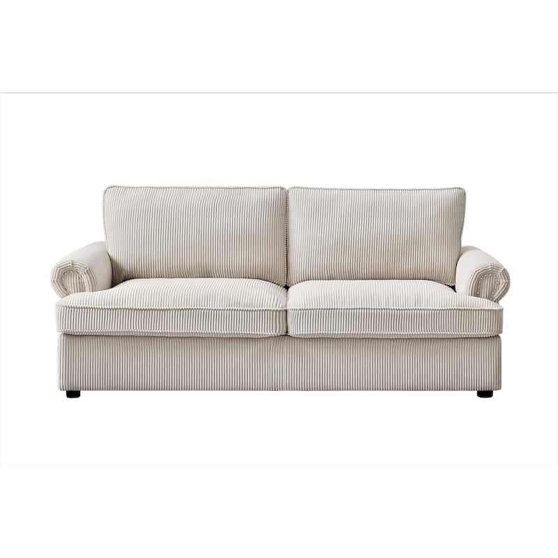 US Pride Furniture Viviana 76 inch Polyester Cushion Back Sofa Bed - Ivory