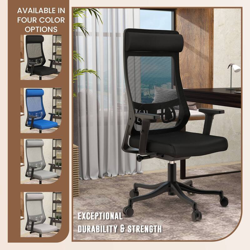 Dale Mesh Back Ergonomic Office Chair with Adjustable Height/Arms Cotton Padded Seat Tilt Swivel for Home Office or Conference