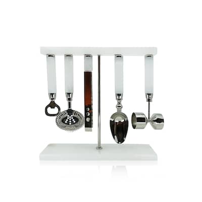 Marbella 5-Piece Alabaster Bar Tool Set