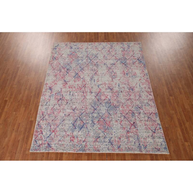 Trellis Abstract Modern Area Rug Handmade Wool Carpet - 8'0"x 10'0"