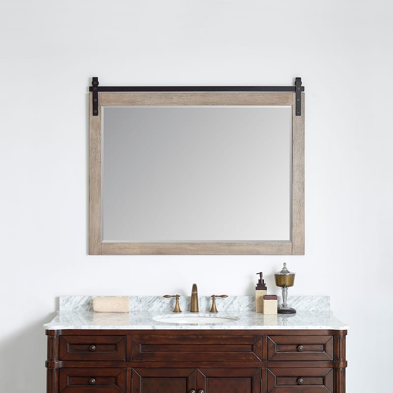 Cortes 48" Bathroom Vanity Barndoor Wall Mirror in Grey