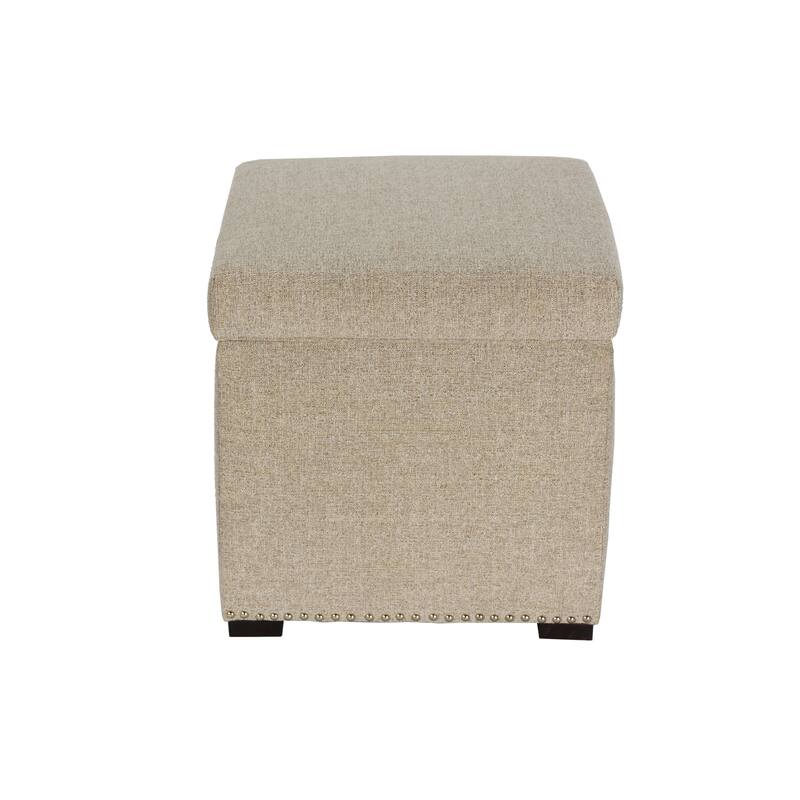 TAMI Nova Camel Square Upholstered Nail Trimmed Storage Ottoman