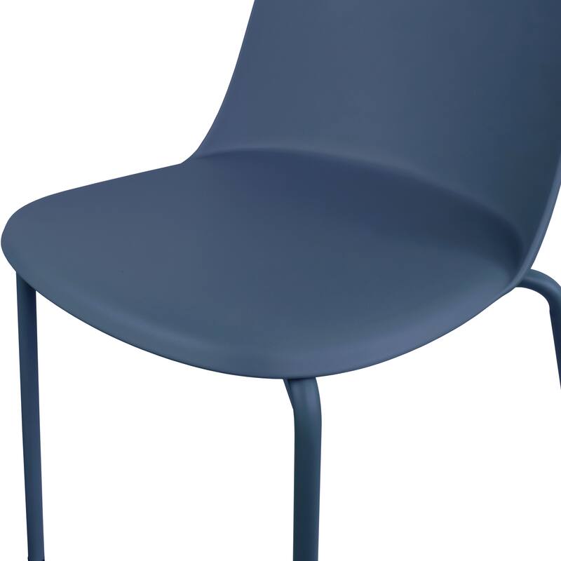 Set of 4 Modern Dining Side Chairs, Armless Molded Plastic Shell Seat with Metal Legs, Stackable Contemporary Chairs