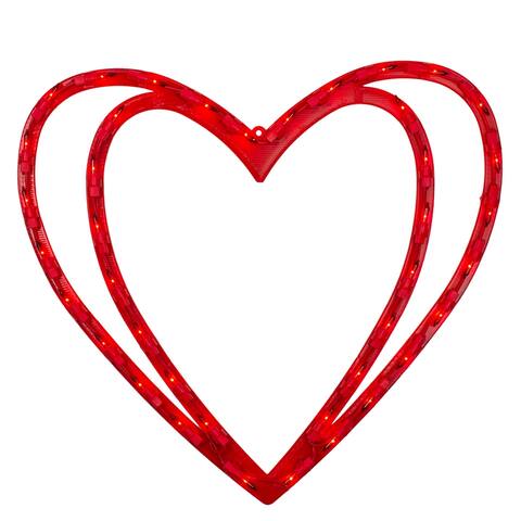 17" Scarlet Red Double Heart Valentine's Day Window Silhouette Decor