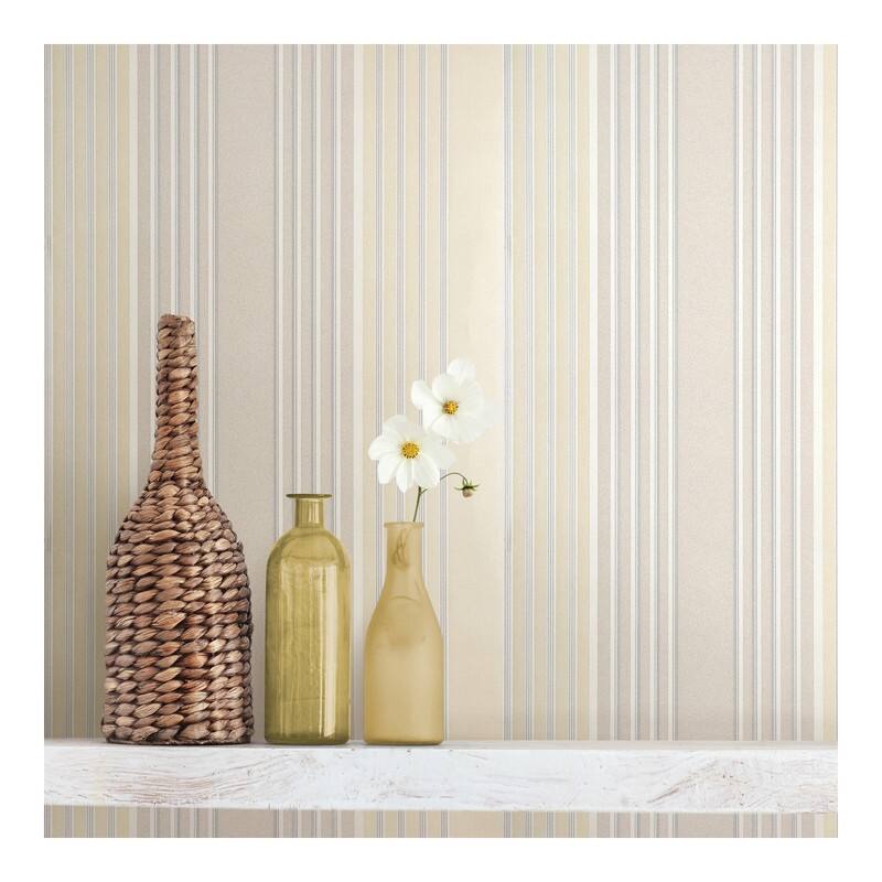 Advantage Vickie Taupe Stripe Wallpaper - 21 x 396 x 0.025