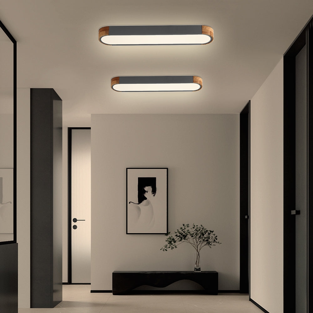 Farmhouse Wood Long Oval Dimmable LED Flush Mount 37 3000k 6000k On Sale Bed Bath Beyond 37431376