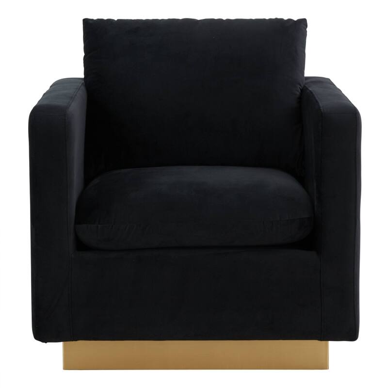 Nervo Velvet Modern Single Seater Sofa, Accent Arm Chair with Gold Stainless Steel Square Base for Living Room & Bedroom - 32.67