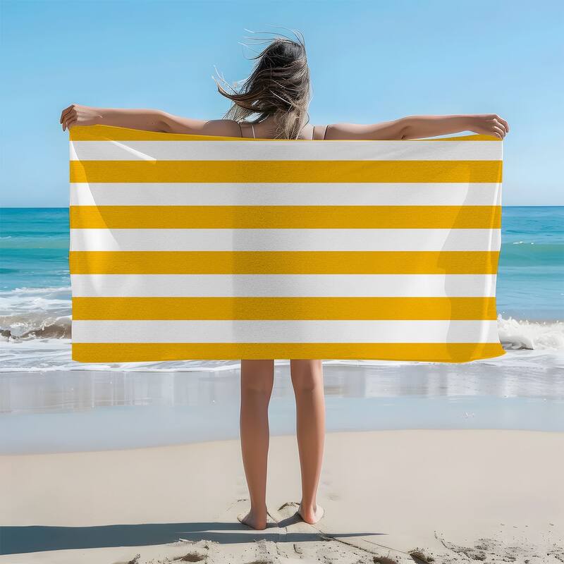 Large Cabana Stripe Beach Towel 30"x60", 35"x70" - 30"x60" - Santorini Sun