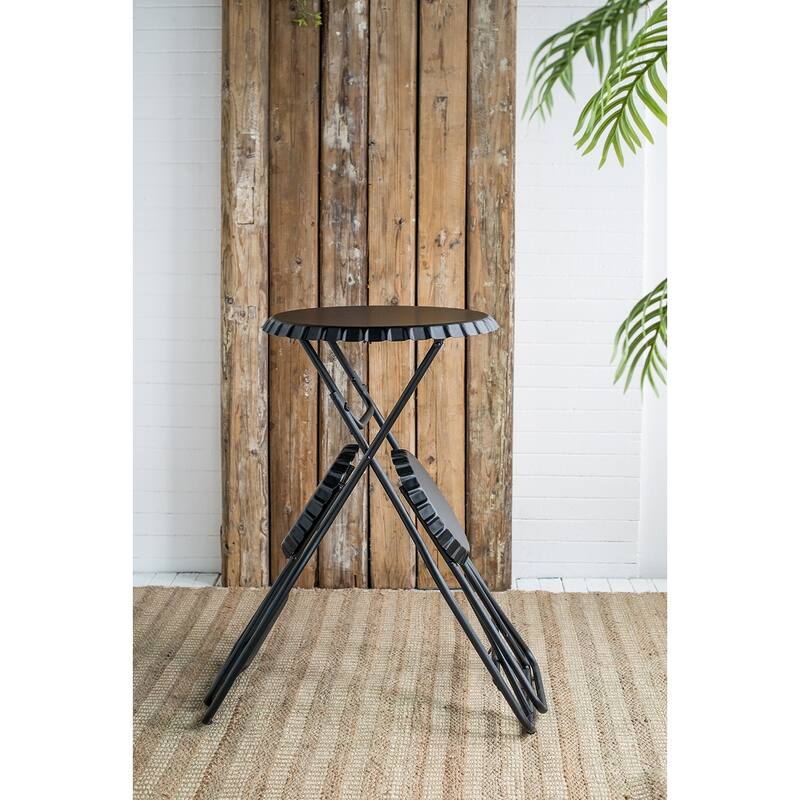 2-in-1 Industrial Foldable Side Table Set with Foldable Legs