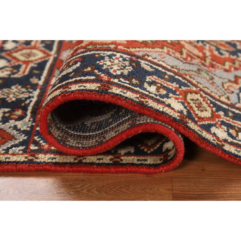 Hand Knotted Oriental 100% Wool Carpet Traditional Medallion Oranges & Rust Heriz (serapi) Area Rug - 4' 11'' X 3' 0''