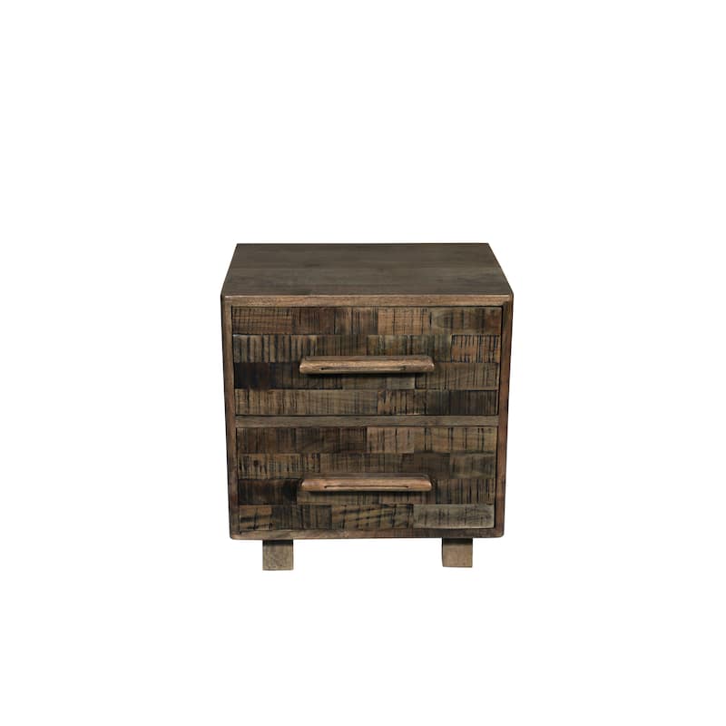 Modern Solid Wood Nightstand with 2 Drawers