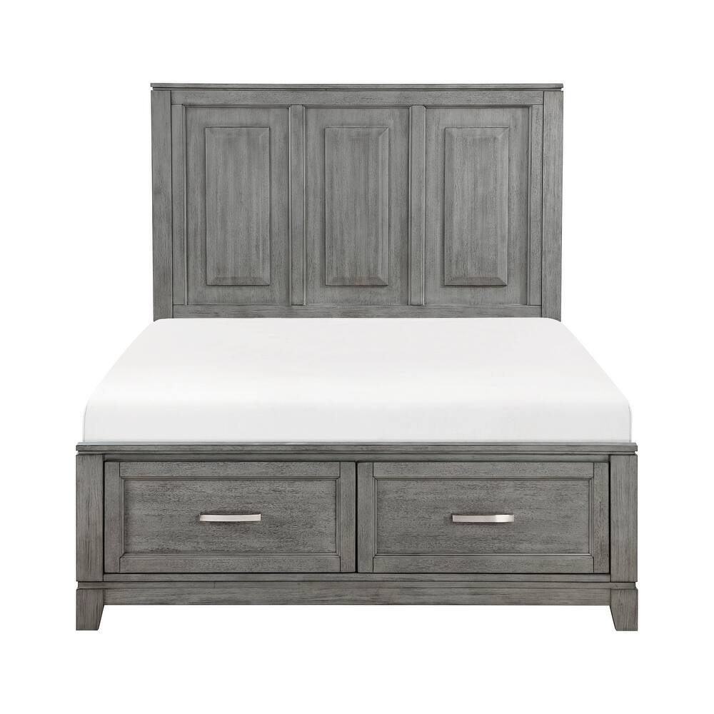 Rustic Gray Finish Platform Bed with Storage 1pc