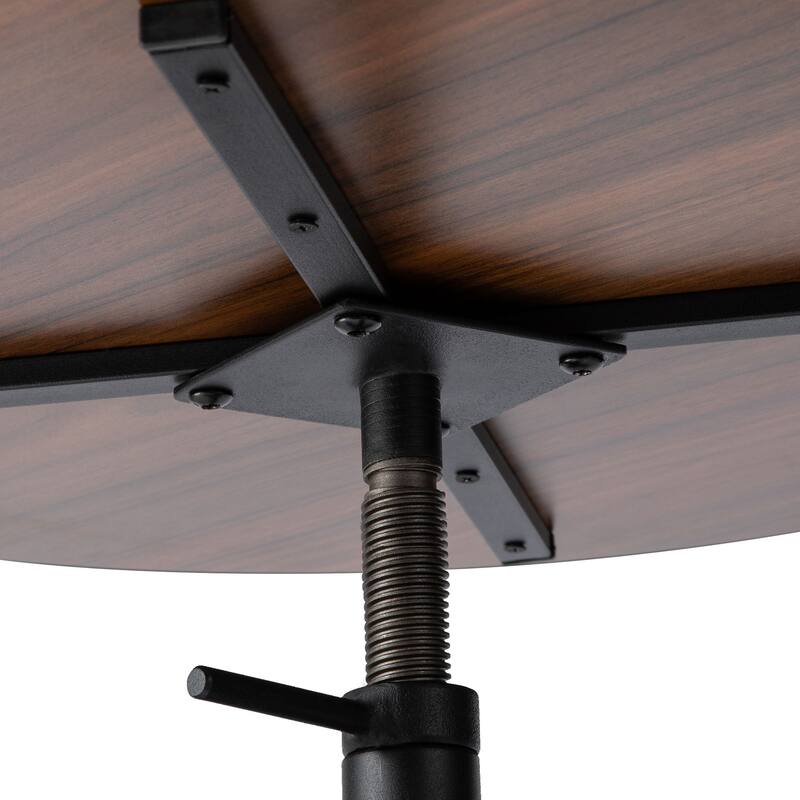 Glitzhome 3-piece Industrial Pub Set Height Adjustable Bar Table and Round Stools