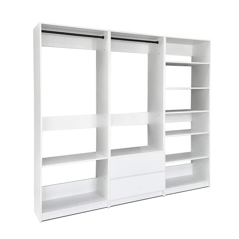 Prosper White Freestanding Walk in Wood Closet System - 94.2"W x 15.7"D x 83" H