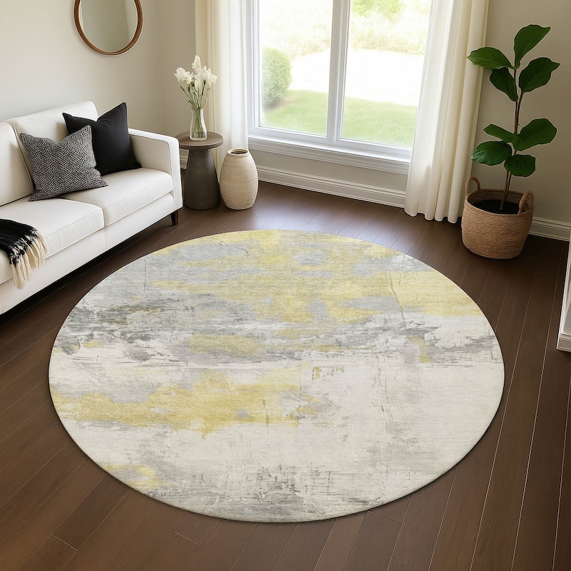 Premium Washable Super Soft Abstract Chic Mayfield Rug - Gold - 8' x 8'