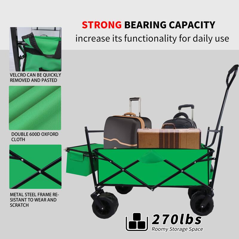Outdoor Camping Kids Foldable Wagon,Portable Beach Trolley Cart with Removable Canopy