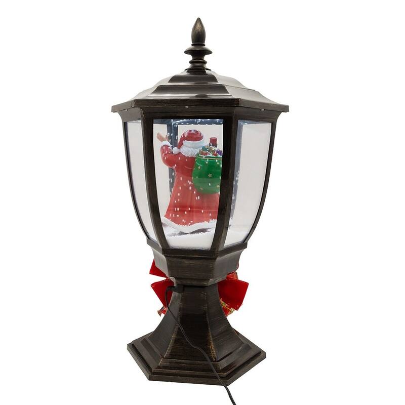 Kurt Adler 21-Inch Illuminated Santa Lamp Post With Snow Accent