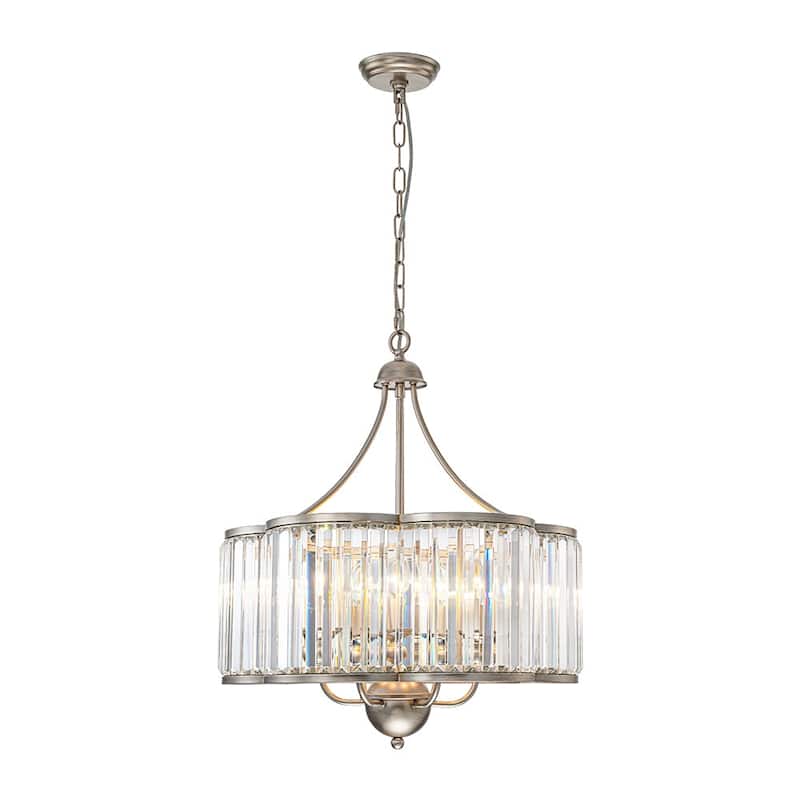 6-Light Glam Distressed Silver Crystal Accented Round Lantern Pendant - 21.7 Inches