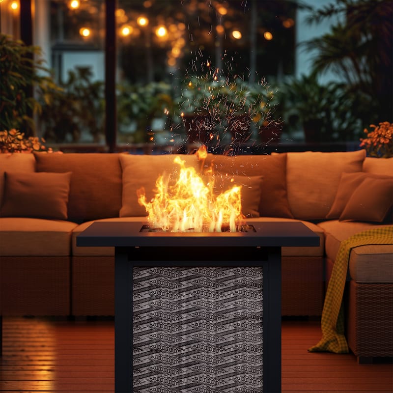 Futzca Square Outdoor Propane Fire Pit Table with Removable Cover - N/A