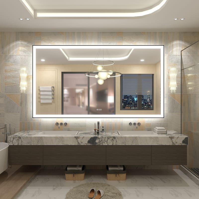 Front & Back LED Anti-Fog Tempered Glass Framed Bathroom/Vanity Mirror 3-Year Warranty