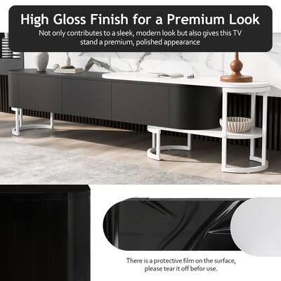 67.7"-76.4" Extendable TV Stand TV Cabinet Media Console, Black White - 67.70" x 11.50" x 16.10"