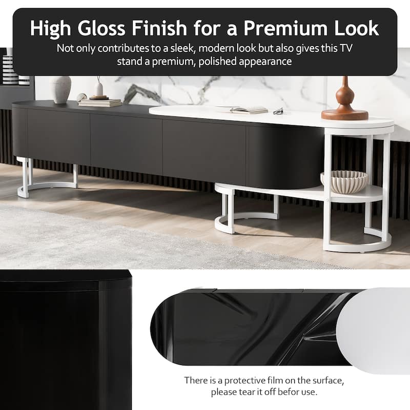67.7"-76.4" Extendable TV Stand for TVs up to 75'', Media Console Table w/ 3 Drawers, TV Media Center w/ Adjustable Legs