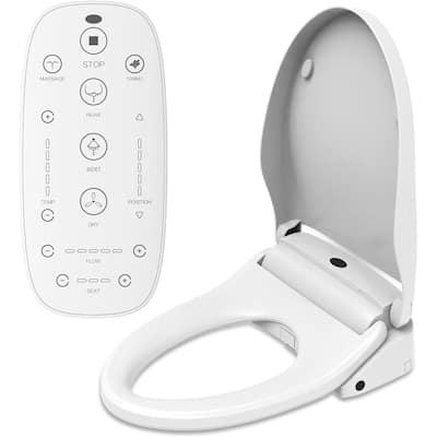 Smart Bidet Toilet Seat with Wireless Remote and Side Panel, Multiple Spray Modes, Adjustable Heated Seat, Warm Water Air Dryer