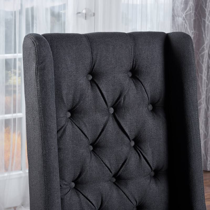 Wingback Upholstered Dining Chairs Set of 2, Fabric Side Dining Room Chairs with Tufted Button, Home Kitchen Wood Chairs