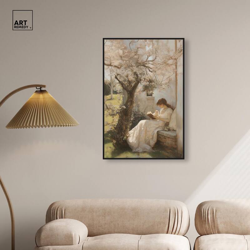 Reading With Her Cat Canvas by Art Remedy