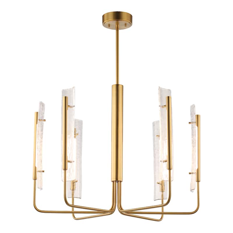 Perimost 34" Modern Gold 6-Light Glass LED Chandelier