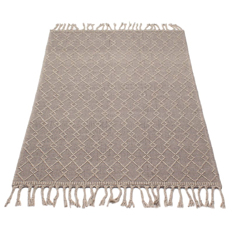 ECARPETGALLERY Braid weave Sienna Grey Wool Rug - 5'1 x 8'2