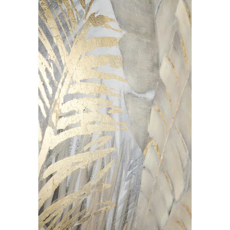 Canvas Leaf Palm Living Room Framed Wall Art with Gold Frame - Brown - CosmoLiving by Cosmopolitan