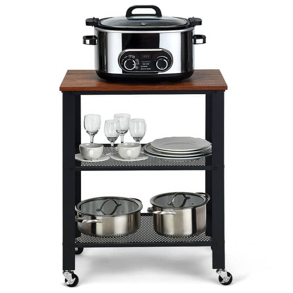 Shop Gymax Industrial Serving Cart 3 Tier Kitchen Utility Cart On