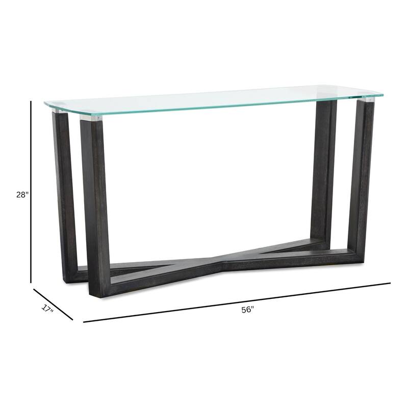 Magnussen Home Wexler Black Truffle And Clear Glass Rectangular Sofa Table - 56''W x 17''D x 28''H