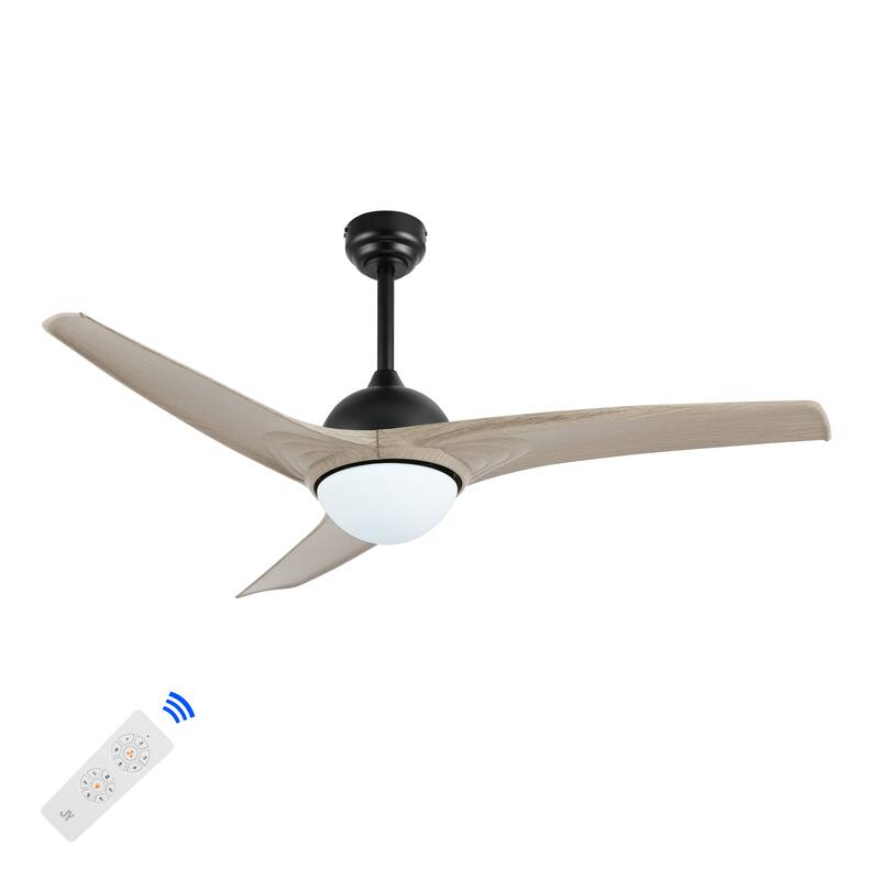 Aviator 52" 1-Light Industrial Iron/Plastic Mobile-App/Remote-Controlled 6-Speed Propeller LED Ceiling Fan, by JONATHAN Y