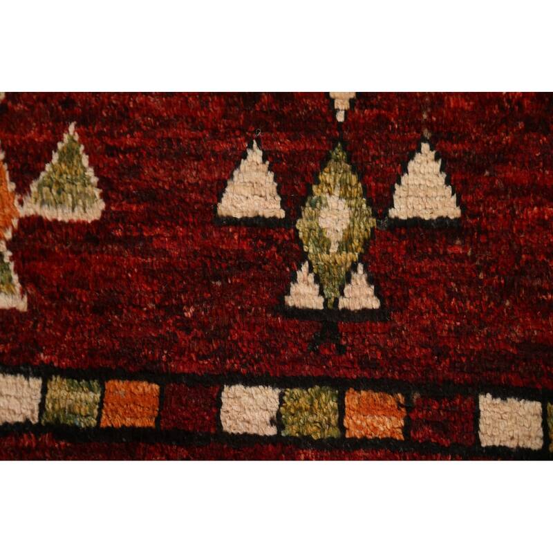 Hand Knotted Oriental 100% Wool Carpet Modern Tribal Red Moroccan Area Rug - 7' 9'' X 5' 8''