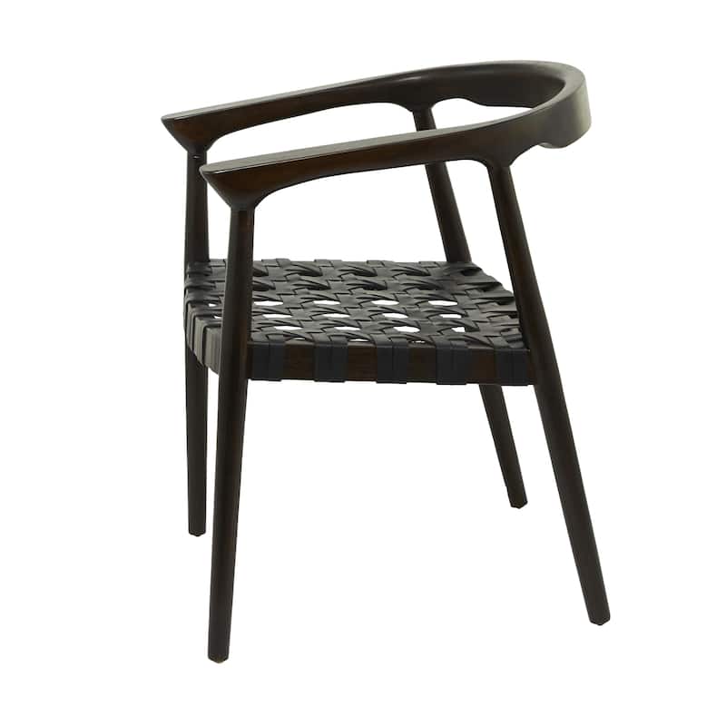 Teak Wood Handmade Woven Dining Chair with Armrests - Brown or Dark Brown- Roche River Decor